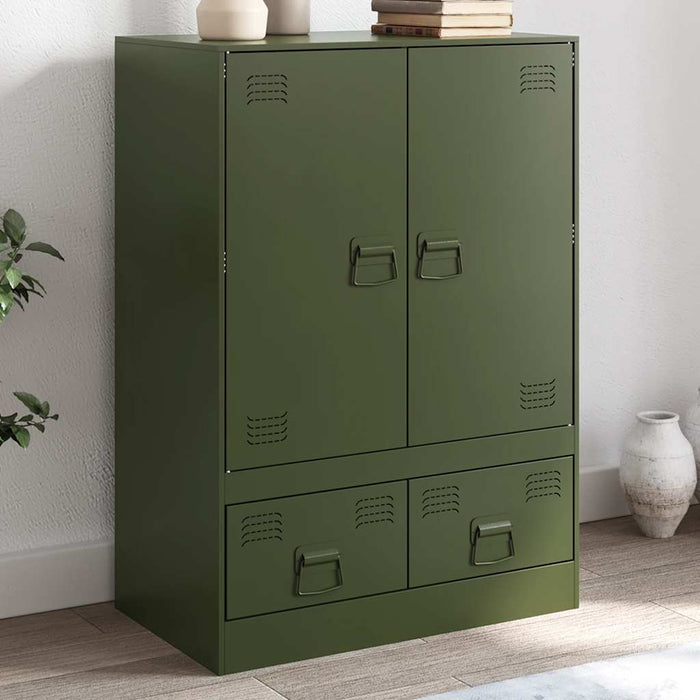 vidaXL Credenza Verde Oliva 67x39x95 cm in Acciaio