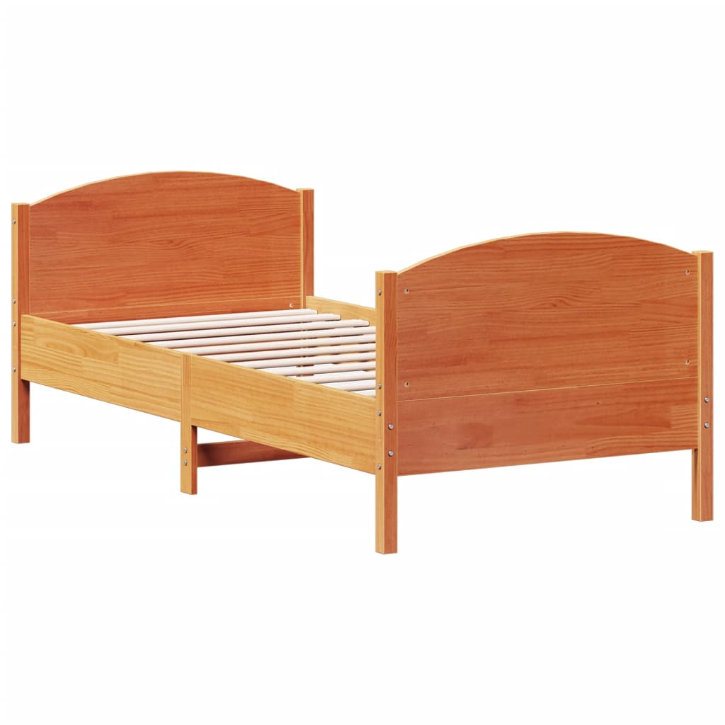 Letto senza Materasso Marrone Cera 90x200 cm Legno di Pino 842569