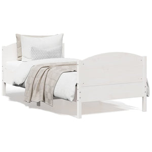 Letto senza Materasso Bianco 90x190 cm in Legno Massello Pino 842571