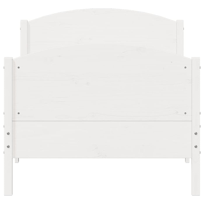 Letto senza Materasso Bianco 90x190 cm in Legno Massello Pino 842571