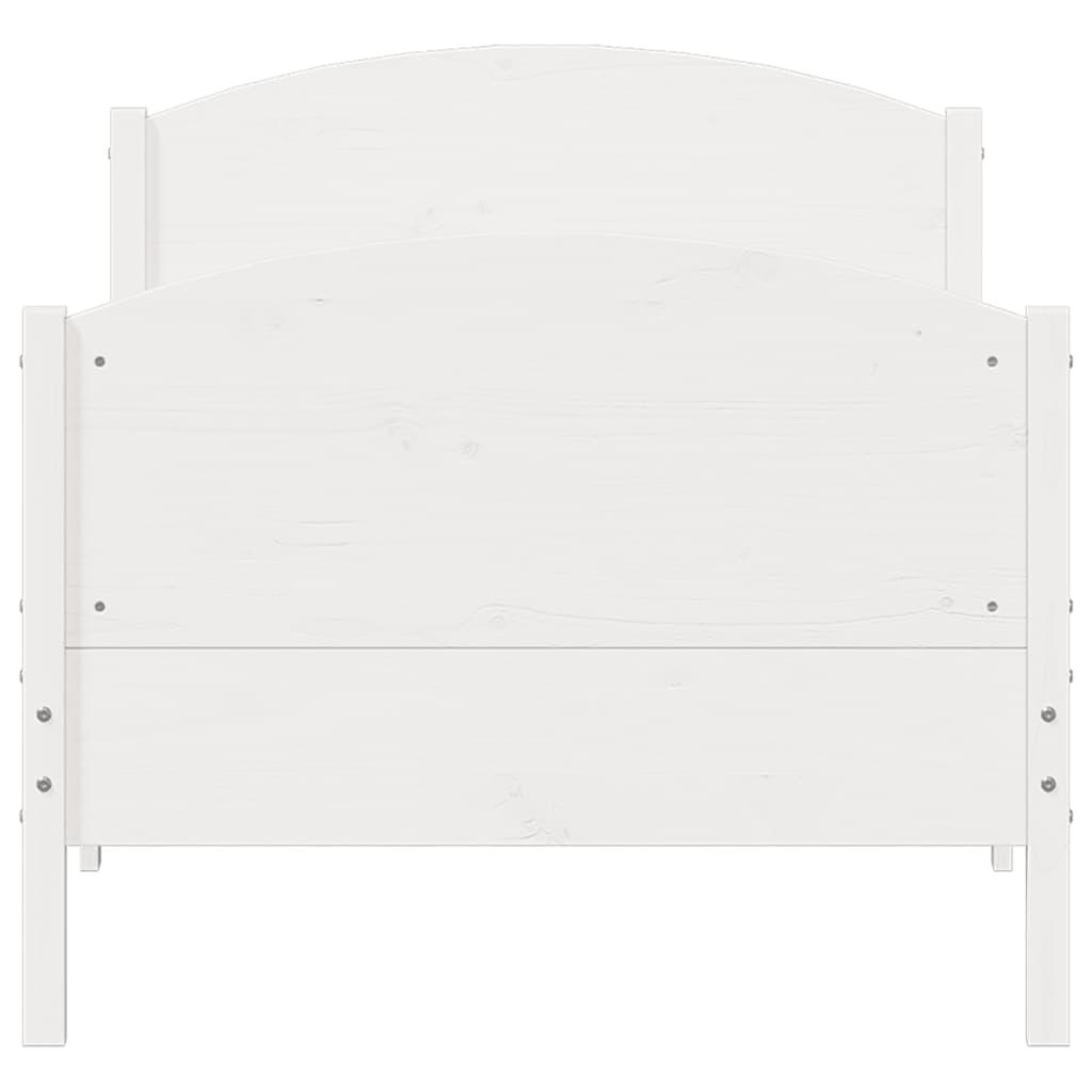 Letto senza Materasso Bianco 90x190 cm in Legno Massello Pino 842571