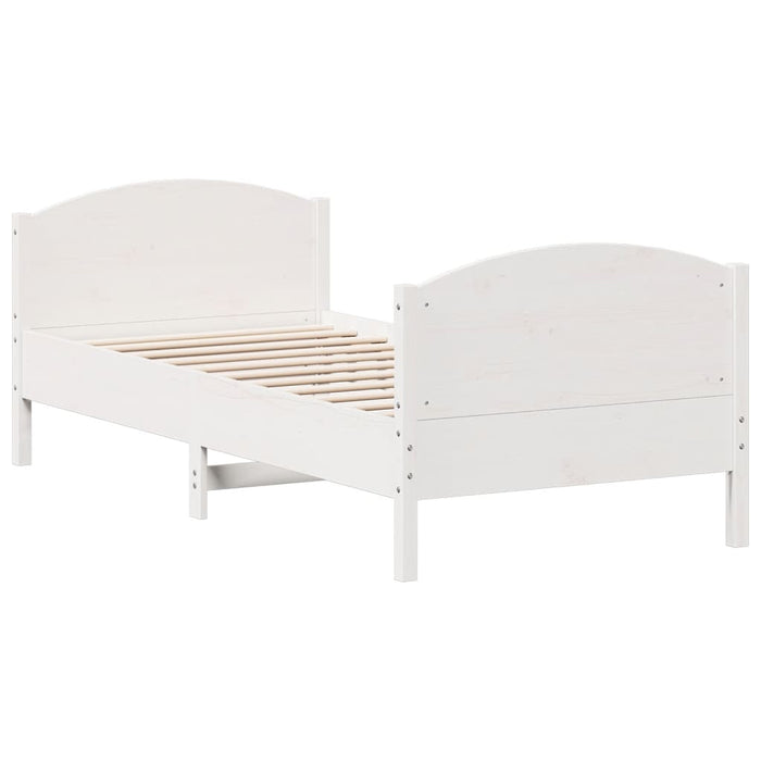 Letto senza Materasso Bianco 90x190 cm in Legno Massello Pino 842571
