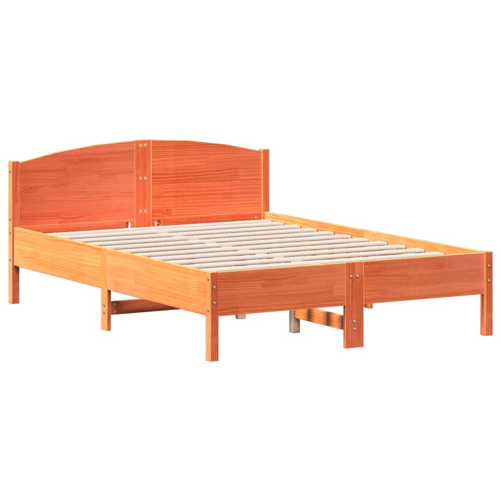 Letto senza Materasso Marrone Cera 140x190 cm in Legno di Pino 842605