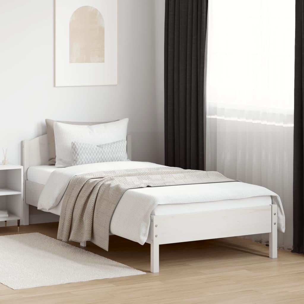 Letto senza Materasso Bianco 90x200 cm Legno Massello di Pino 842619