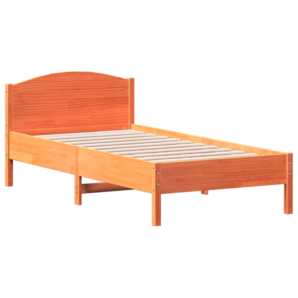 Letto senza Materasso Marrone Cera 90x190 cm in Legno di Pino 842625