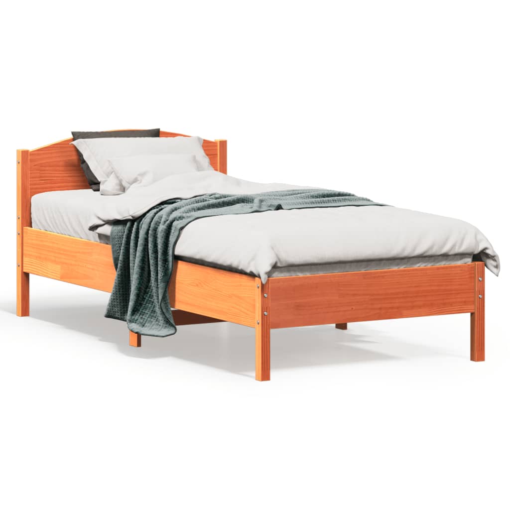 Letto senza Materasso Marrone Cera 90x190 cm in Legno di Pino 842625