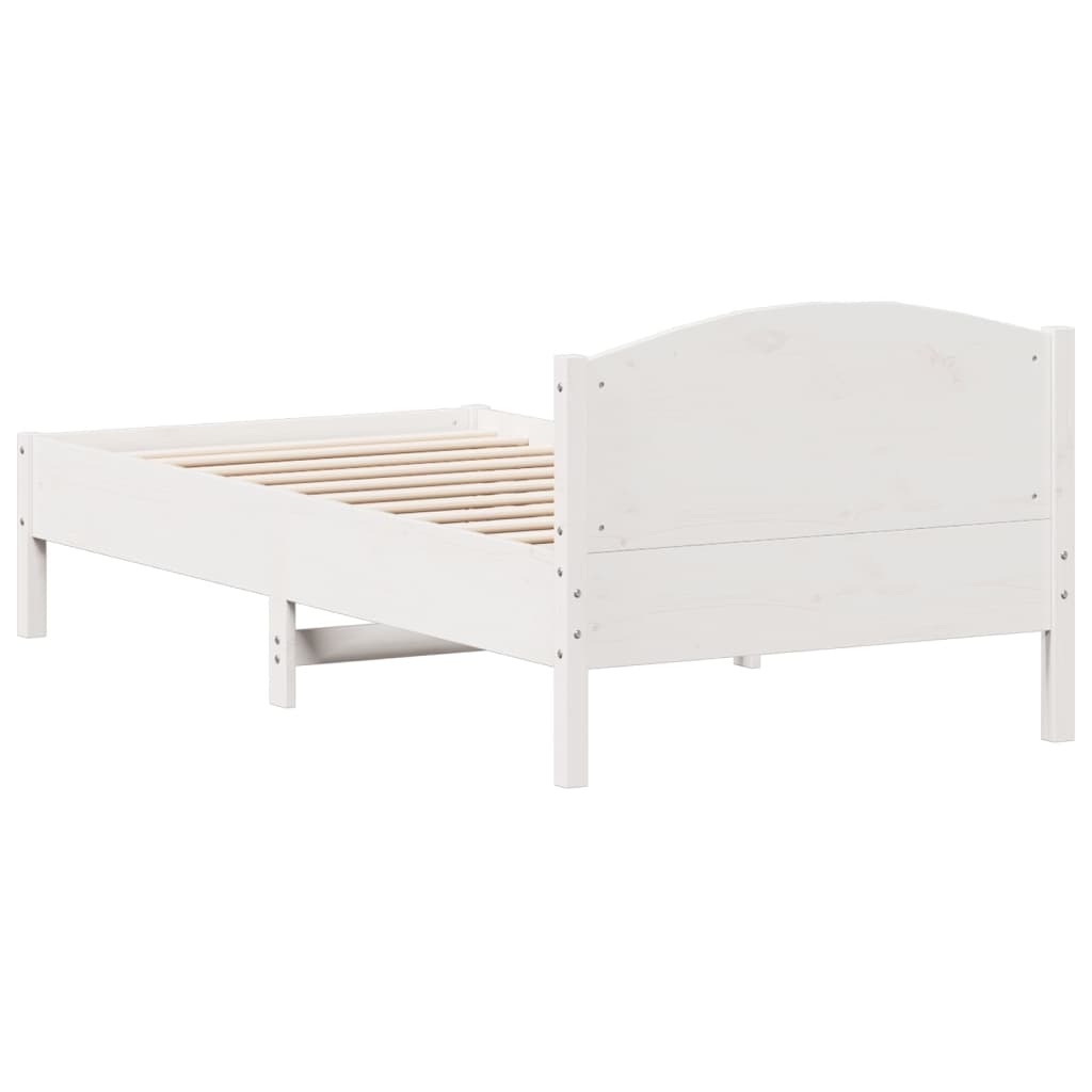 Letto senza Materasso Bianco 75x190 in Legno Massello di Pino 842627