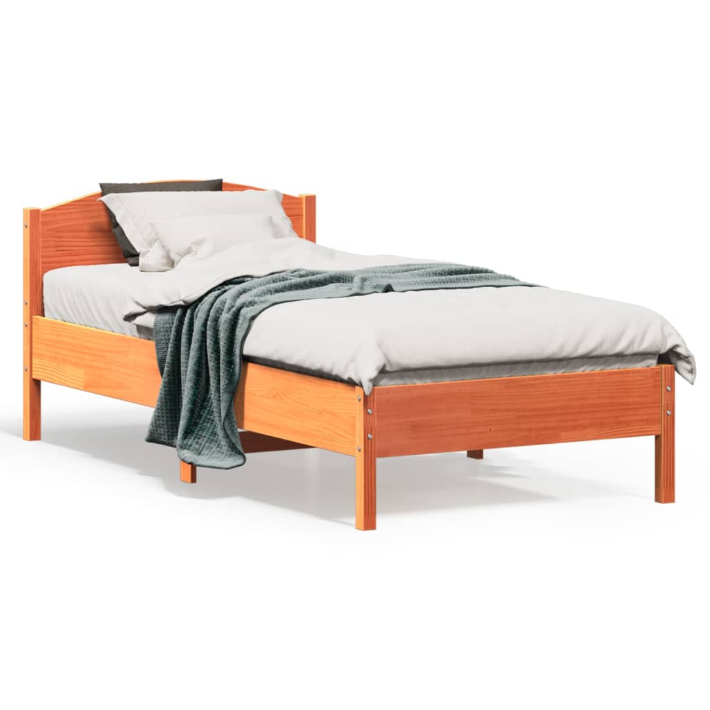 Letto senza Materasso Marrone Cera 75x190 cm in Legno di Pino 842629