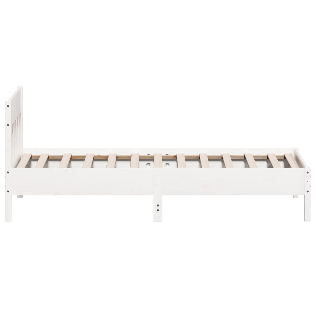 Letto senza Materasso Bianco 90x200 cm Legno Massello di Pino