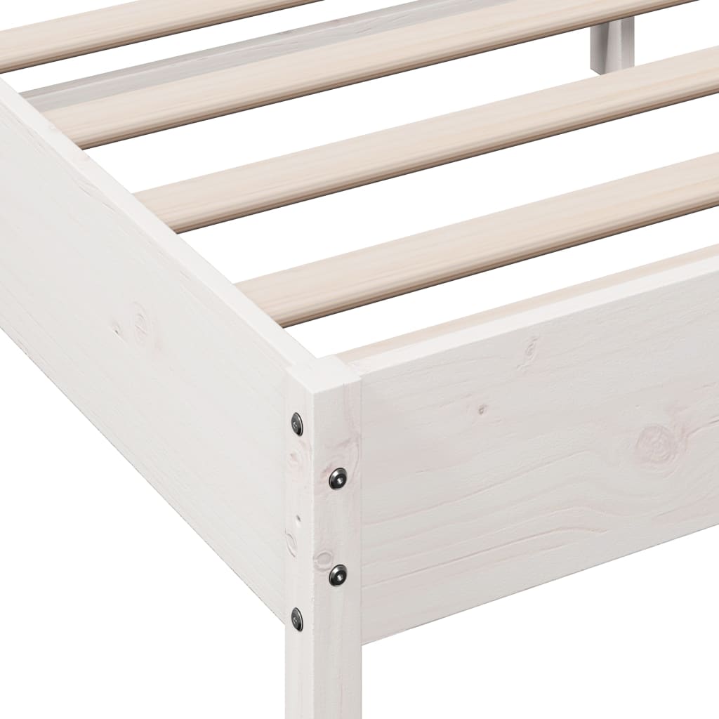 Letto senza Materasso Bianco 90x200 cm Legno Massello di Pino
