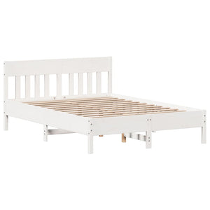 Letto senza Materasso Bianco 135x190 cm Legno Massello di Pino 842667