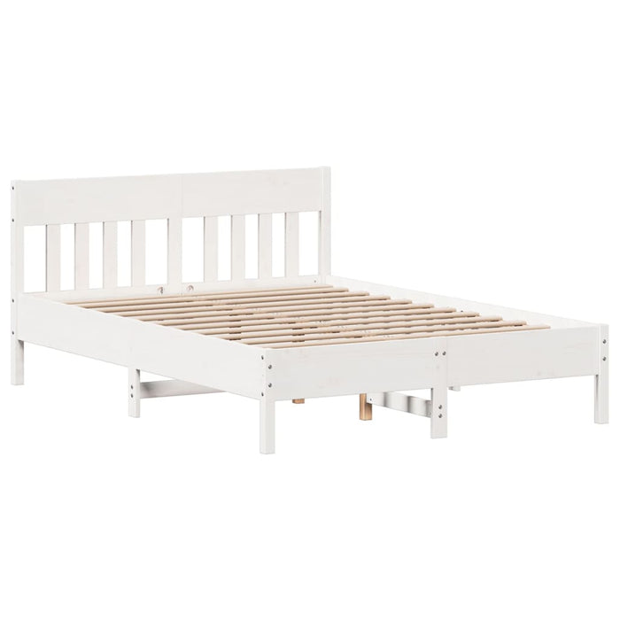 Letto senza Materasso Bianco 135x190 cm Legno Massello di Pino 842667