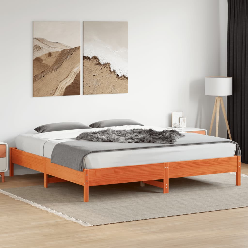 Letto senza Materasso Marrone Cera 180x200 cm in Legno di Pino 842689