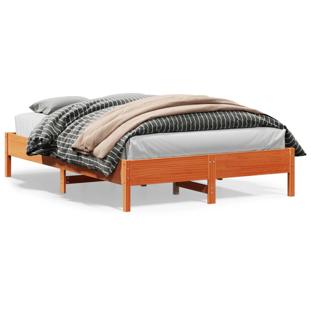 Letto senza Materasso Marrone Cera 160x200 cm in Legno di Pino 842693
