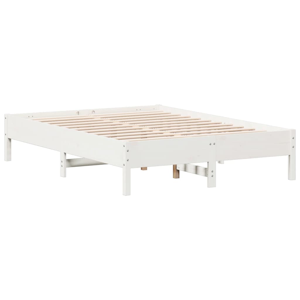 Letto senza Materasso Bianco 140x190 cm Legno Massello di Pino 842715