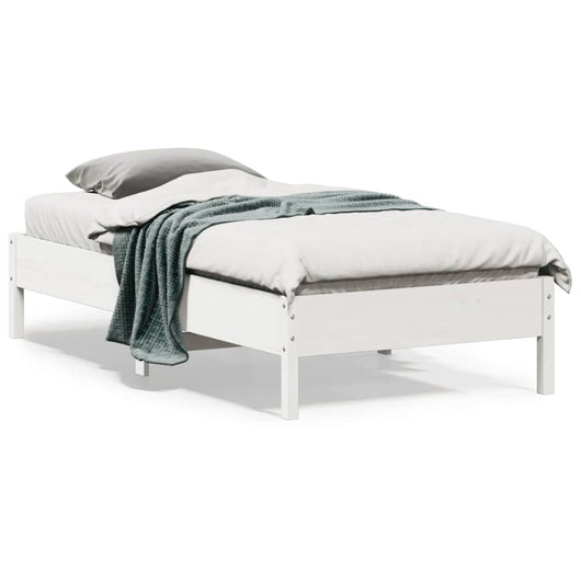Letto senza Materasso Bianco 90x190 cm in Legno Massello Pino 842727