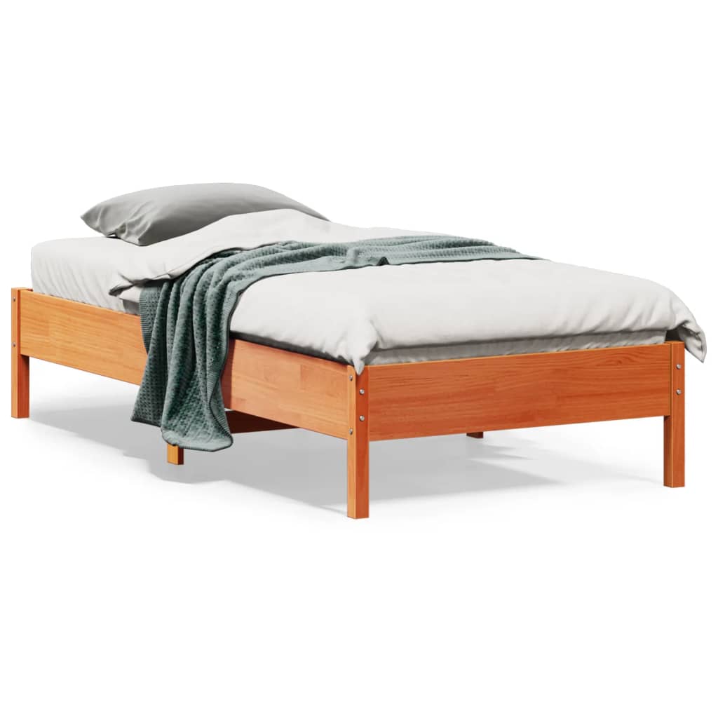 Letto senza Materasso Marrone Cera 90x190 cm in Legno di Pino 842729