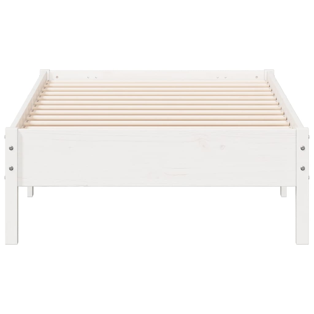 Letto senza Materasso Bianco 75x190 in Legno Massello di Pino 842731