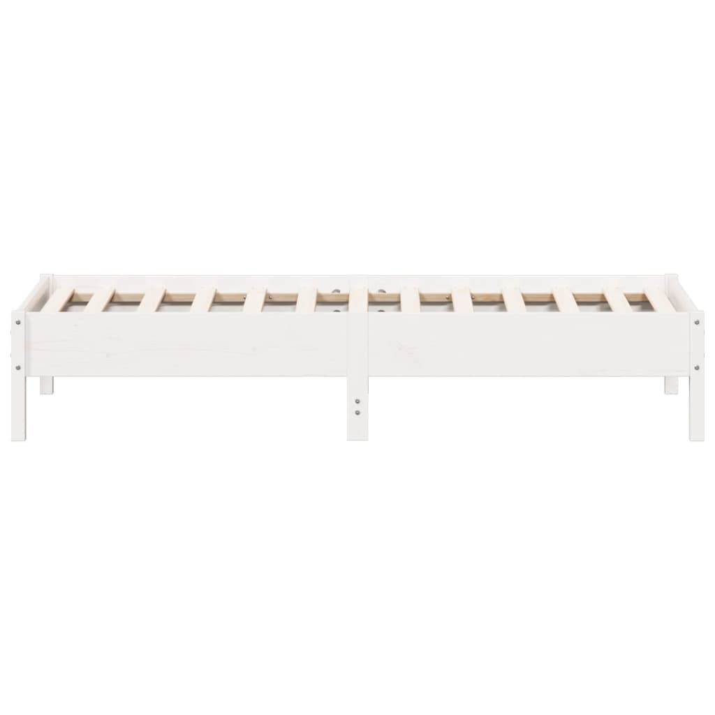 Letto senza Materasso Bianco 75x190 in Legno Massello di Pino 842731