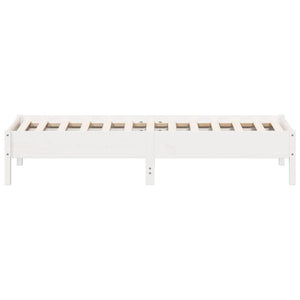 Letto senza Materasso Bianco 75x190 in Legno Massello di Pino 842731