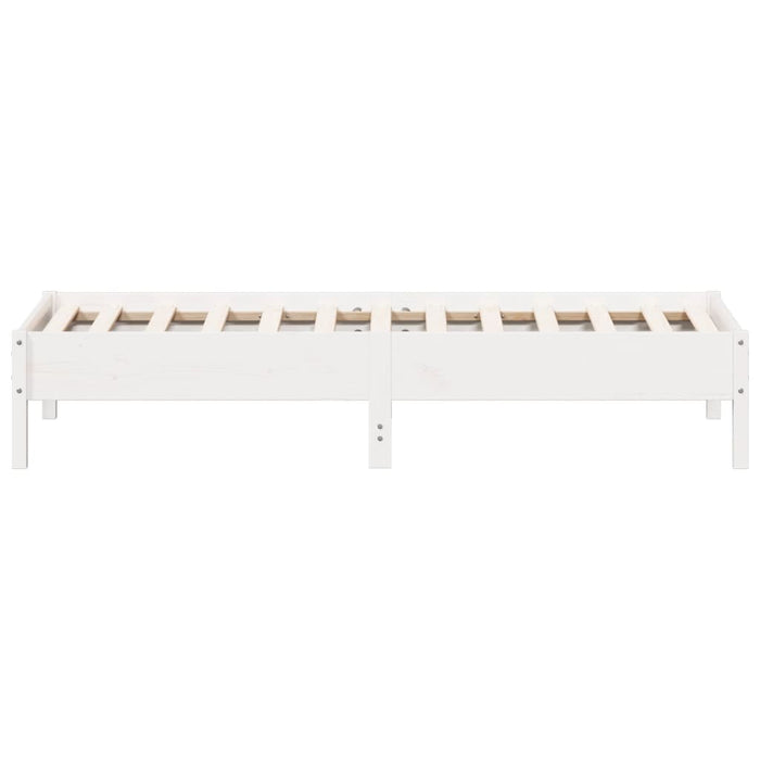 Letto senza Materasso Bianco 75x190 in Legno Massello di Pino 842731