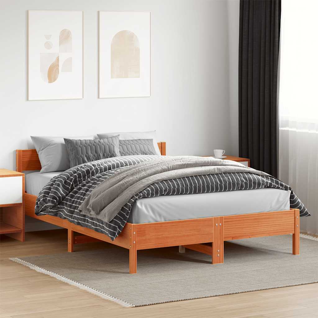 Letto senza Materasso Marrone Cera 160x200 cm in Legno di Pino 842745