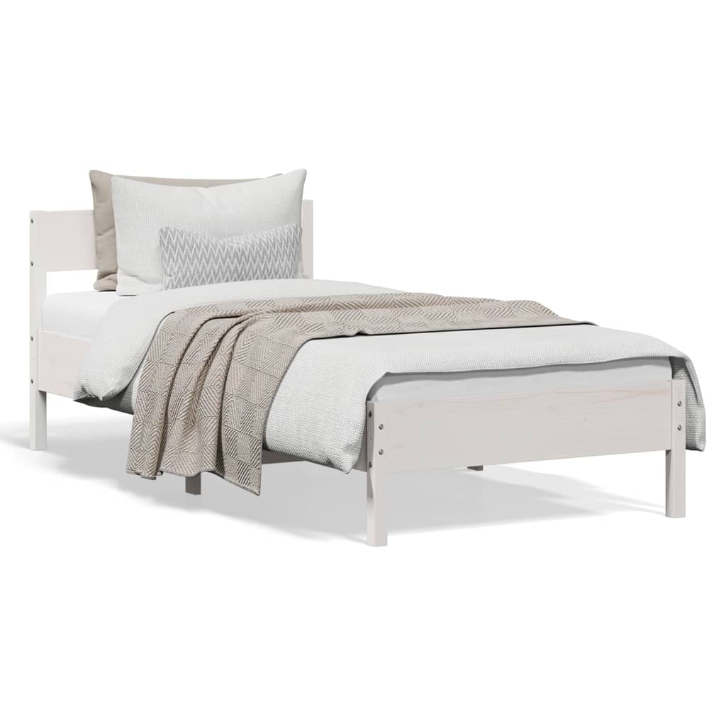 Letto senza Materasso Bianco 90x200 cm Legno Massello di Pino 842763