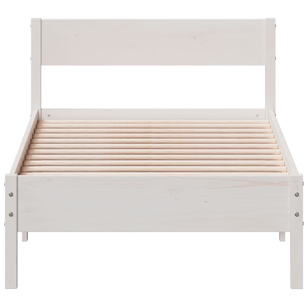 Letto senza Materasso Bianco 90x200 cm Legno Massello di Pino