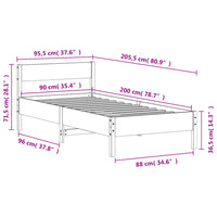 Letto senza Materasso Bianco 90x200 cm Legno Massello di Pino 842763