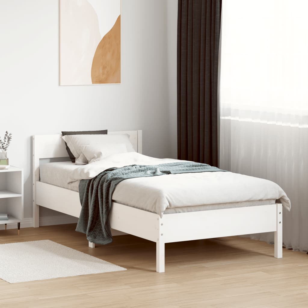 Letto senza Materasso Bianco 90x200 cm Legno Massello di Pino 842763