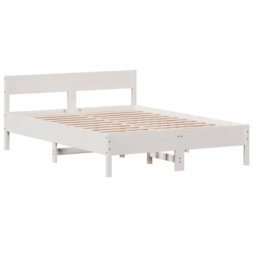 Letto senza Materasso Bianco 140x190 cm Legno Massello di Pino 842767