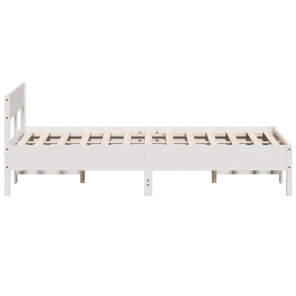 Letto senza Materasso Bianco 140x190 cm Legno Massello di Pino 842767