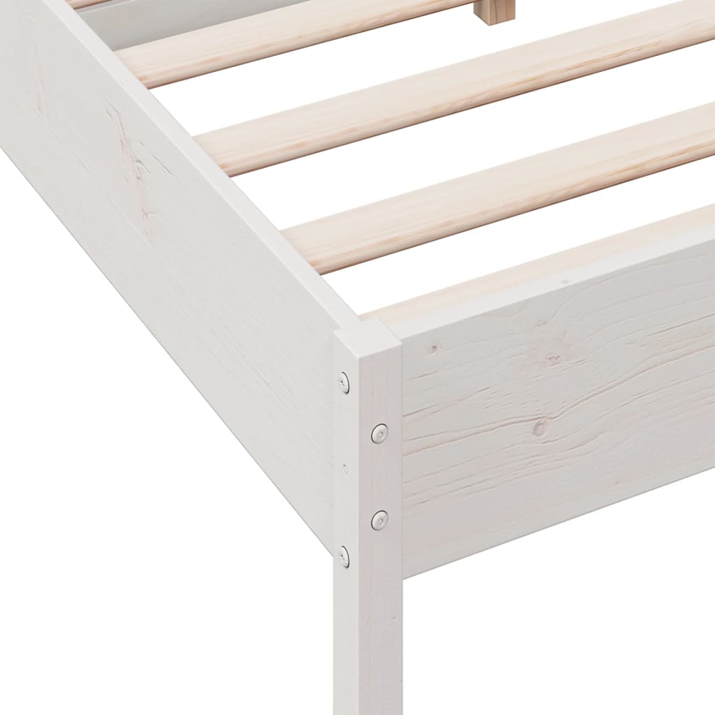 Letto senza Materasso Bianco 140x190 cm Legno Massello di Pino 842767
