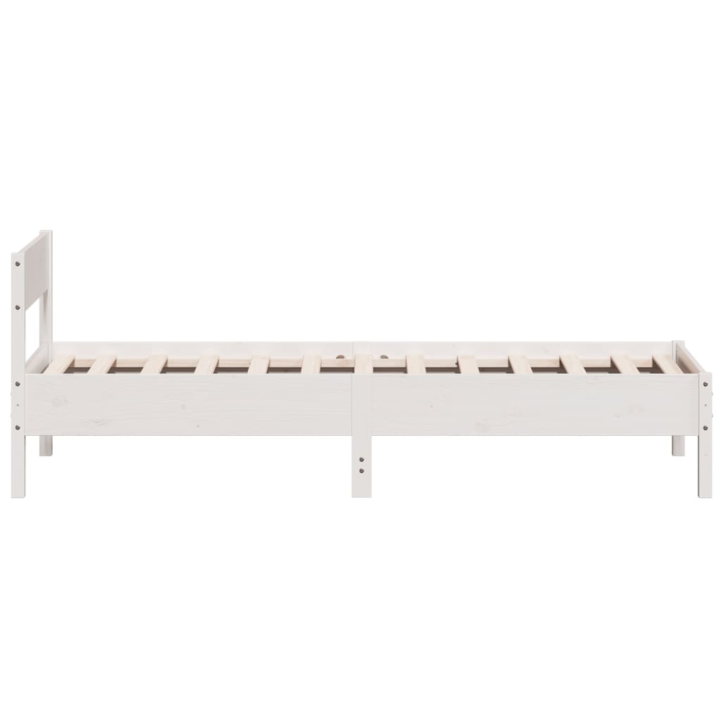 Letto senza Materasso Bianco 90x190 cm in Legno Massello Pino 842779