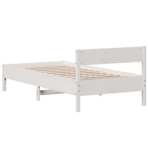 Letto senza Materasso Bianco 75x190 in Legno Massello di Pino 842783