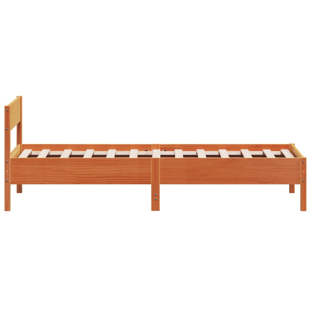 Letto senza Materasso Marrone Cera 75x190 cm in Legno di Pino 842785