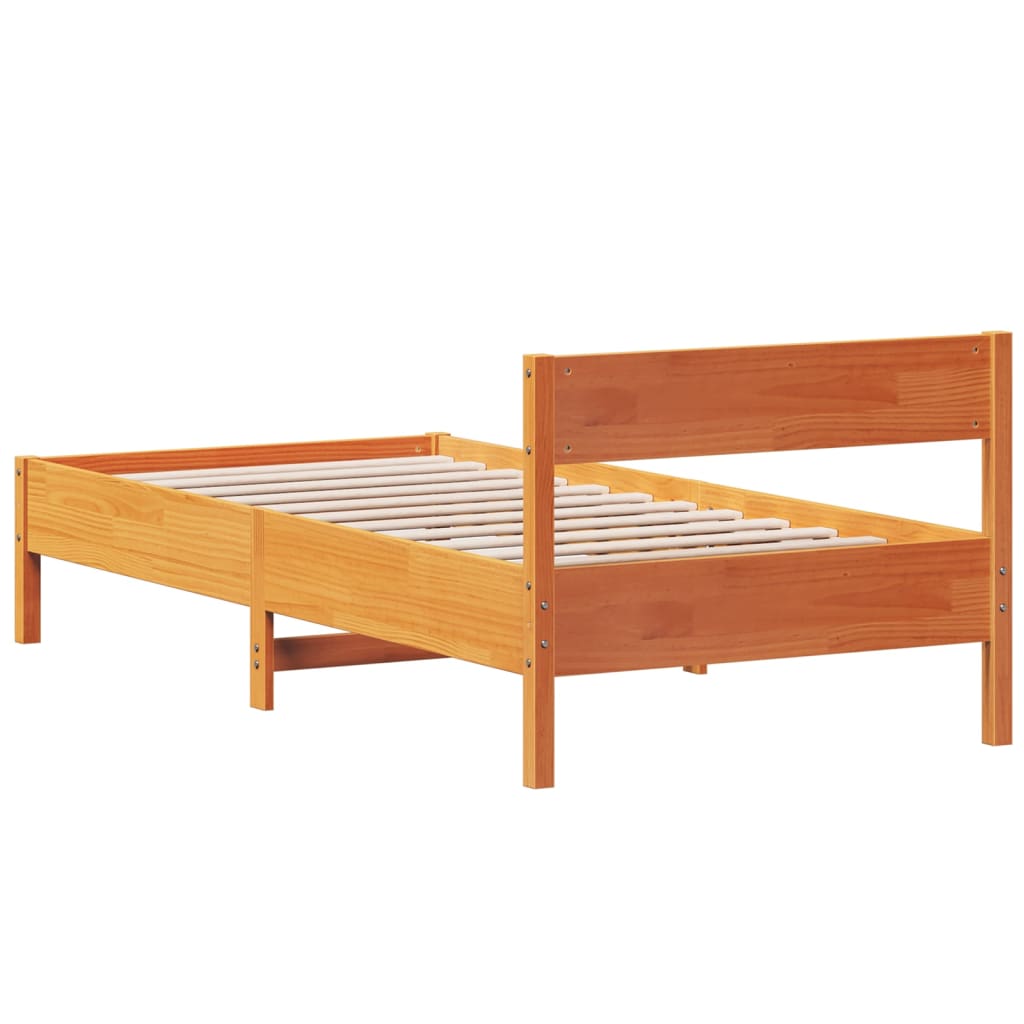 Letto senza Materasso Marrone Cera 75x190 cm in Legno di Pino 842785