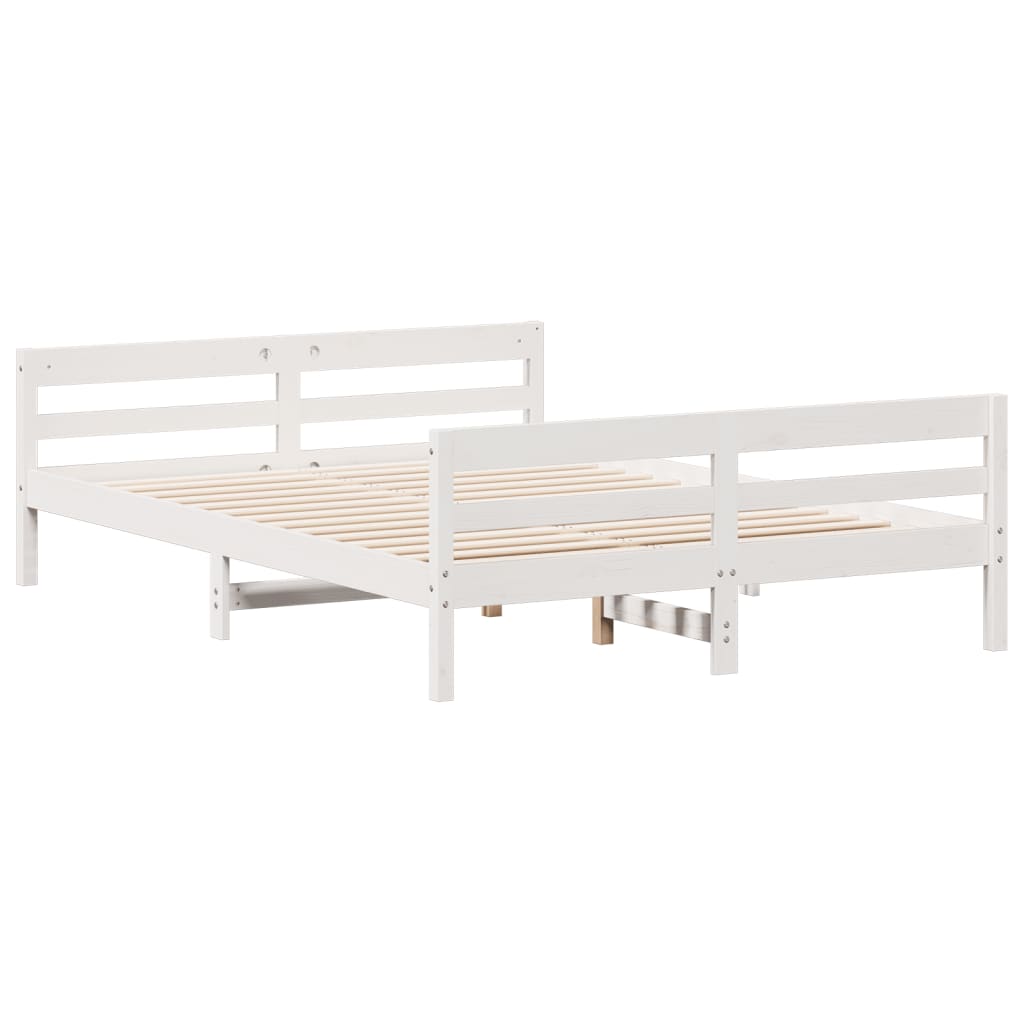 Letto senza Materasso Bianco 140x200 cm Legno Massello di Pino 842787