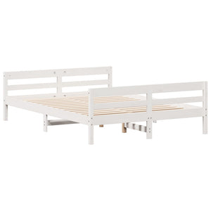 Letto senza Materasso Bianco 140x200 cm Legno Massello di Pino 842787