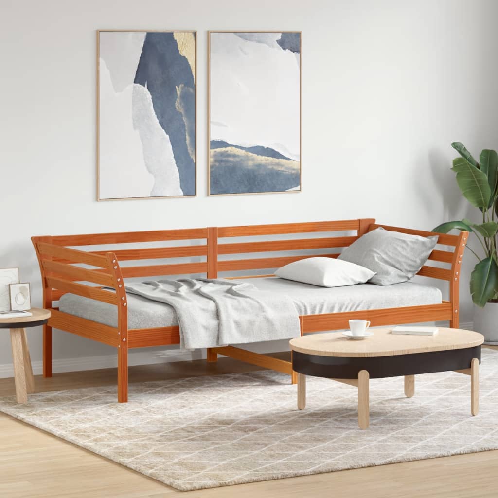Dormeuse senza Materasso Marrone Cera 100x200 cm Legno di Pino 842877