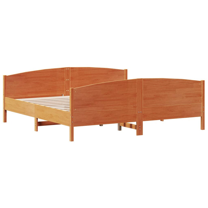 Giroletto senza Materasso-Struttura Letto Marrone Cera 200x200 cm Legno di Pino 440800