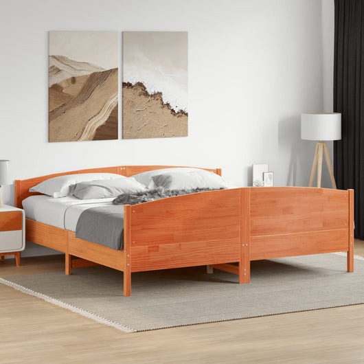Giroletto senza Materasso-Struttura Letto Marrone Cera 200x200 cm Legno di Pino 440800