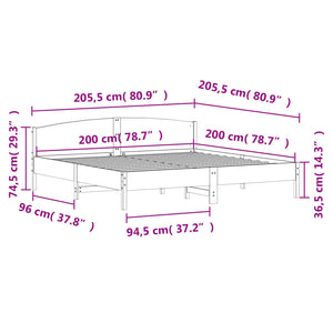 Giroletto senza Materasso-Struttura Letto Marrone Cera 200x200 cm Legno di Pino 214921