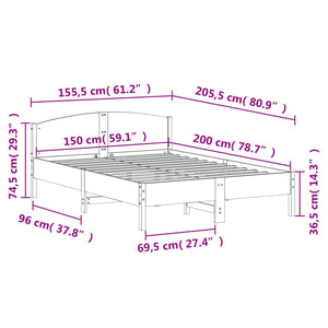 Giroletto senza Materasso 150x200 cm in Legno Massello di Pino 3216197