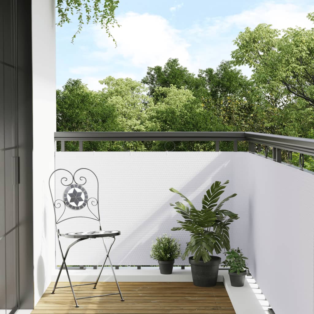 Paravento da Balcone Bianco 500x100 cm in Polyrattan 156288