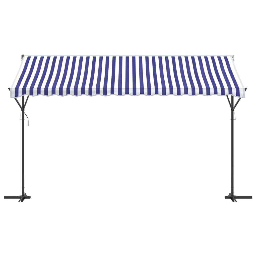 vidaXL Tenda da Sole Blu e Bianca 400x300 cm in Tessuto e Acciaio