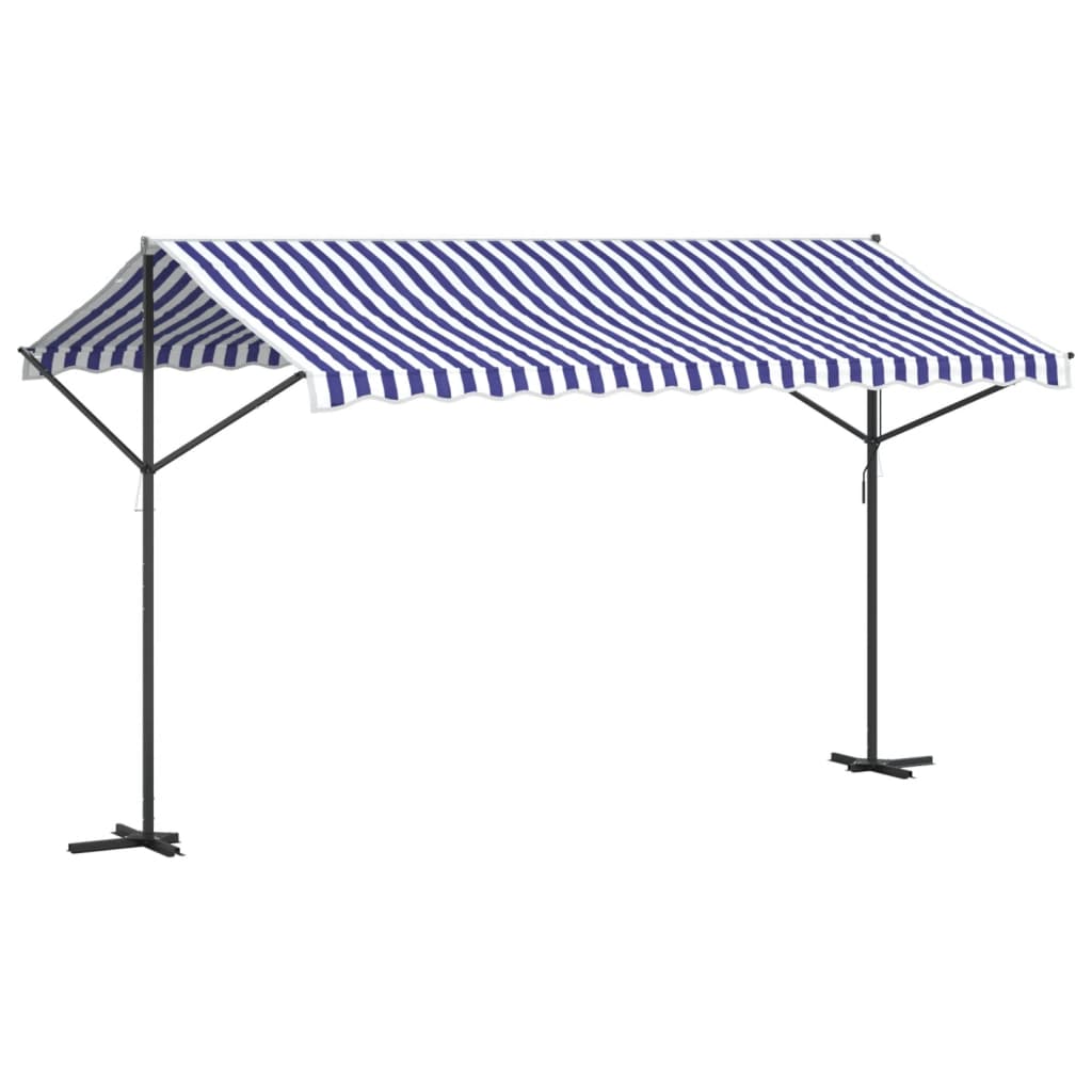 vidaXL Tenda da Sole Blu e Bianca 400x300 cm in Tessuto e Acciaio