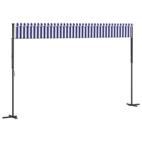 Tenda da Sole Blu e Bianca 500x300 cm in Tessuto e Acciaio