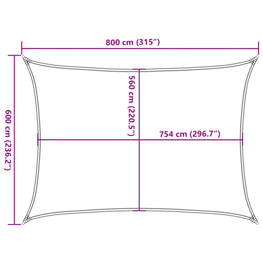vidaXL Vela Parasole Grigio Chiaro 8x6 m 100% Poliestere Oxford