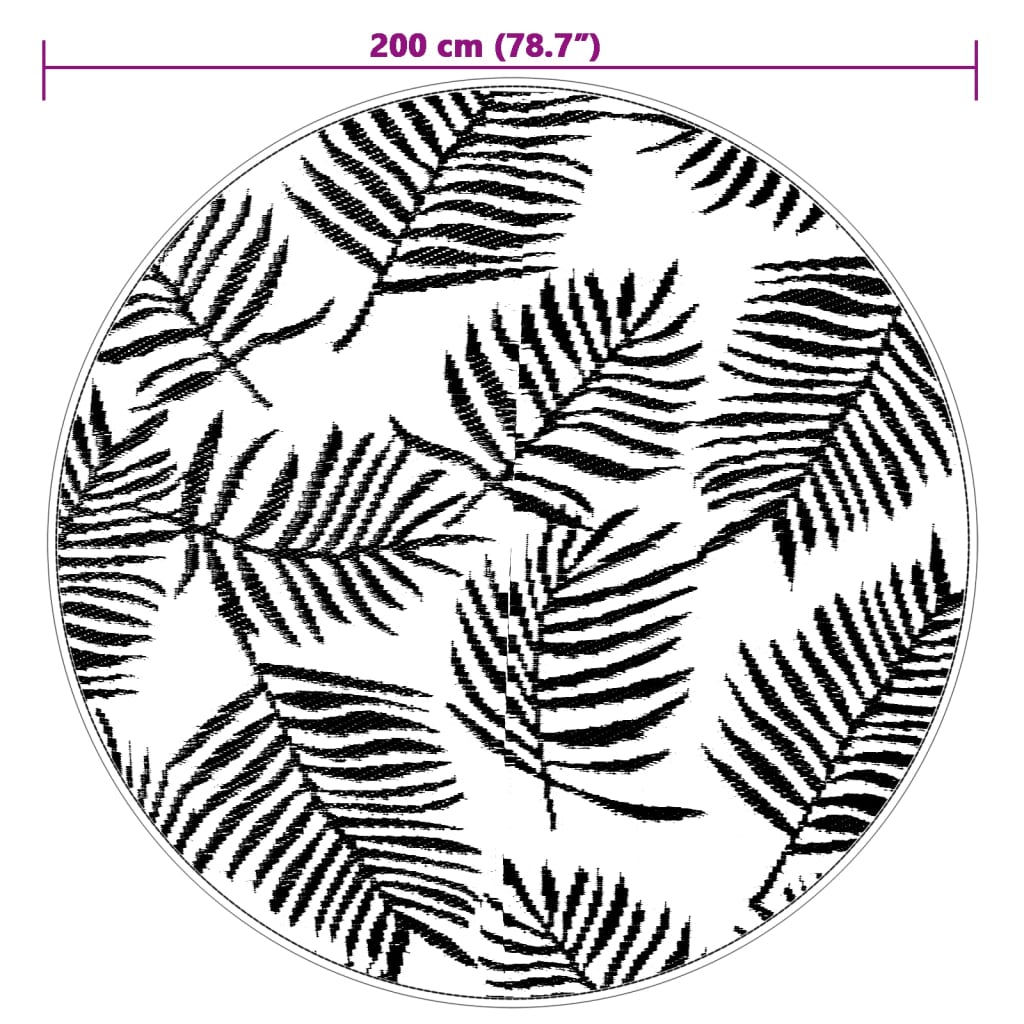 Tappeto da Esterni ARAKIL Bianco e Nero Ø200 cm in PP 368472